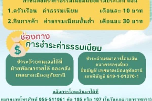 ประชาสัมพันธ์ เรื่องการชำระค่าธรรมเนียมเก็บและขนมูลฝอย ประจำปี 2567