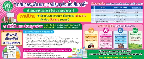 ขอเชิญชวนยื่นแบบแสดงรายการ และชำระภาษีที่ดินและสิ่งปลูกสร้าง และภาษีป้าย